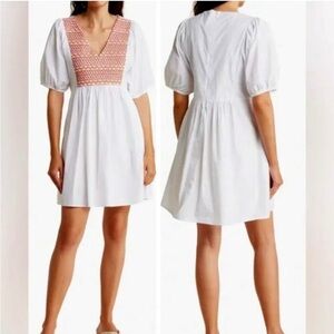 Madewell Women’s Embroidered V-Neck Babydoll Dress White Size XL 100% Cotton